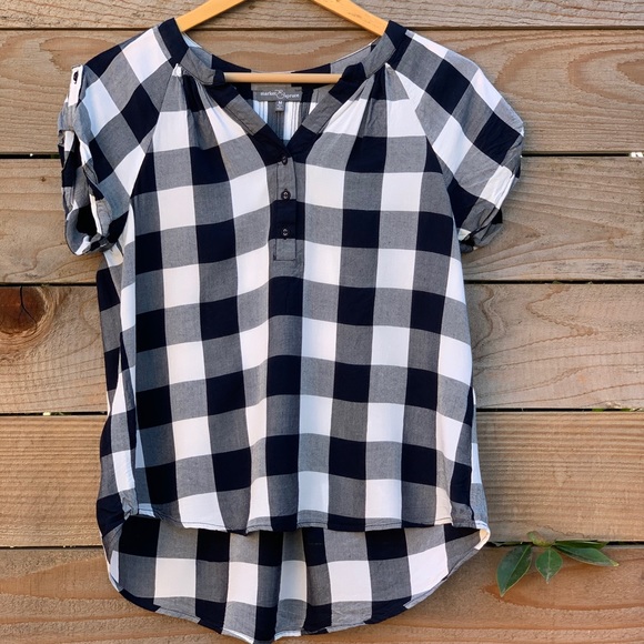 Market & Spruce Tops - Market & Spruce Navy Gingham top